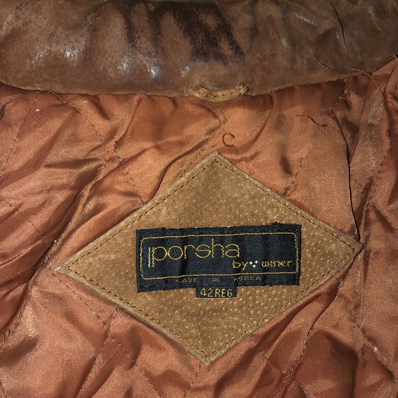 Vintage Men’s brown Suede Bomber Jacket - Distressed Size 42R Porsha by Winer - Picture 17 of 17